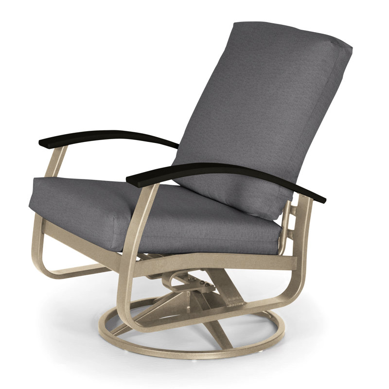 Belle Isle Outdoor Swivel Lounge Chair, Black P70, Cast Slate Sunbrella® Plainweave, Textured Snow