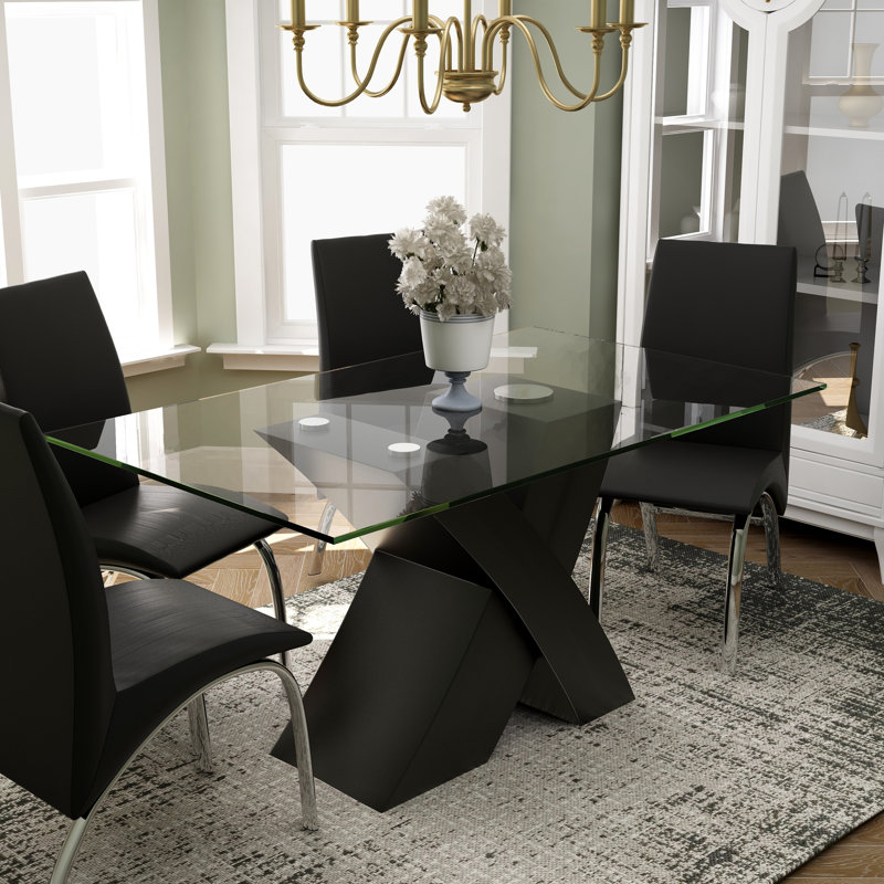 Table de salle à manger à piédestal de 35,5 po Coetta, Noir