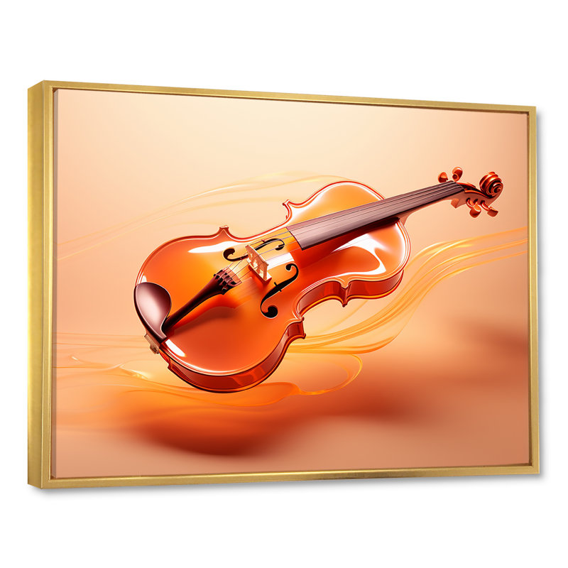 «Vibrant Violin Auburn Elegance IV», reproduction sur toile, Cadre flottant doré, H 30 po x l 40 po x P 1,5 po