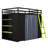 Full Size Wood Loft Bed With Wardrobe And Shelves, Blackout Curtains And RGB Lights For Kids Teens Adults Bedroom-260226767
