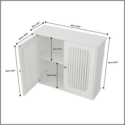 Armoire de salle de bain murale, armoire de rangement murale à double porte à persiennes, armoire à pharmacie pratique, armoire de rangement murale domestique, blanc