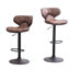 Ensemble de 2 tabourets de bar réglables Masaccio Airlift avec revêtement en polyester vieilli, brun