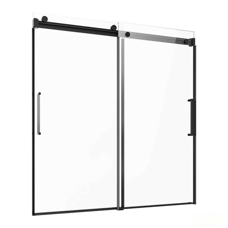 Porte de baignoire coulissante sans cadre l 56-60 po x H 60 po, verre trempé incassable avec revêtement nano pour un nettoyage facile
