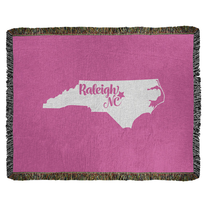 Hand Woven Throw Blanket, 50" x 60", Pink
