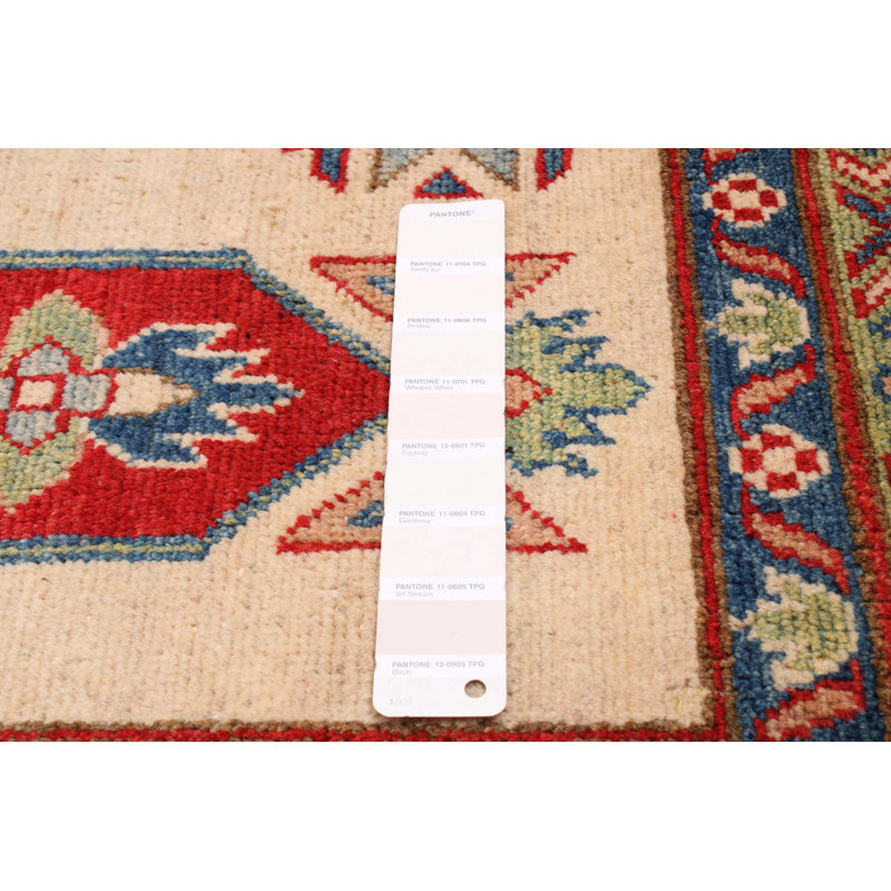 Tapis ivoire en laine noué à la main de conception unique 6 pi 8 po x 9 pi 7 po New Age