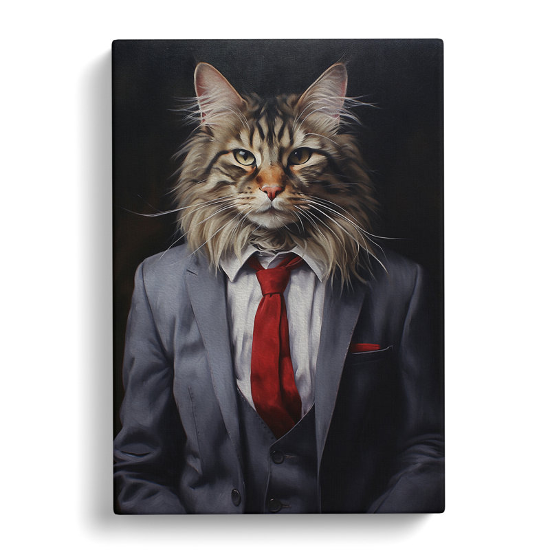 Cat In A Suit No.8 - No Frame Print, 76cm H x 50cm W x 3cm D