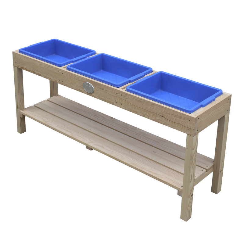 Adjustable Rectangle Activity Table, Brown/Blue