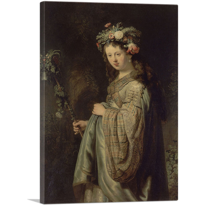 "Flora 1634" par Rembrandt van Rijn, reproduction d'art sur toile tendue, H 26 po x l 18 po x 1,5 po