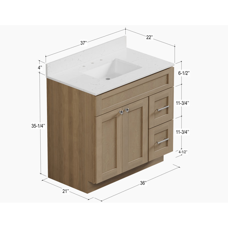 Chrisna 36" Single Bathroom Vanity Set, Natural Oak