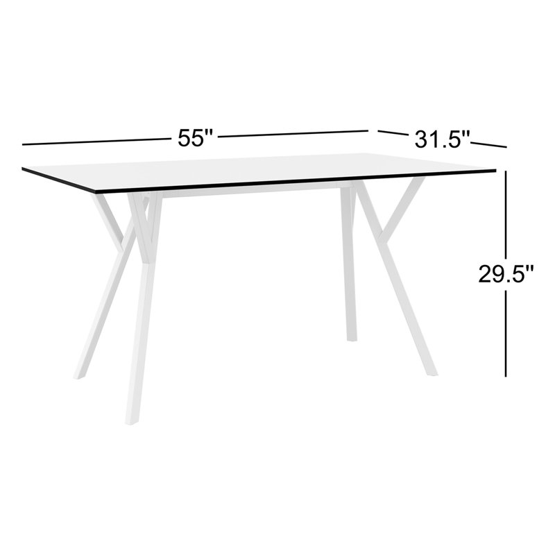Table de salle à manger Pontus, L 31,5 po x L 55 po x H 29,5 po, Blanc