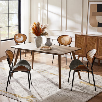 Pateley Mid-Century Modern Rattan Dining Chair Set