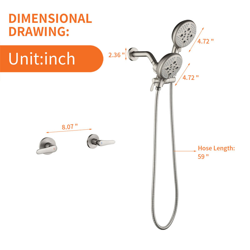 Volume Control Complete Shower System with Rough in-Valve, Brushed Nickel