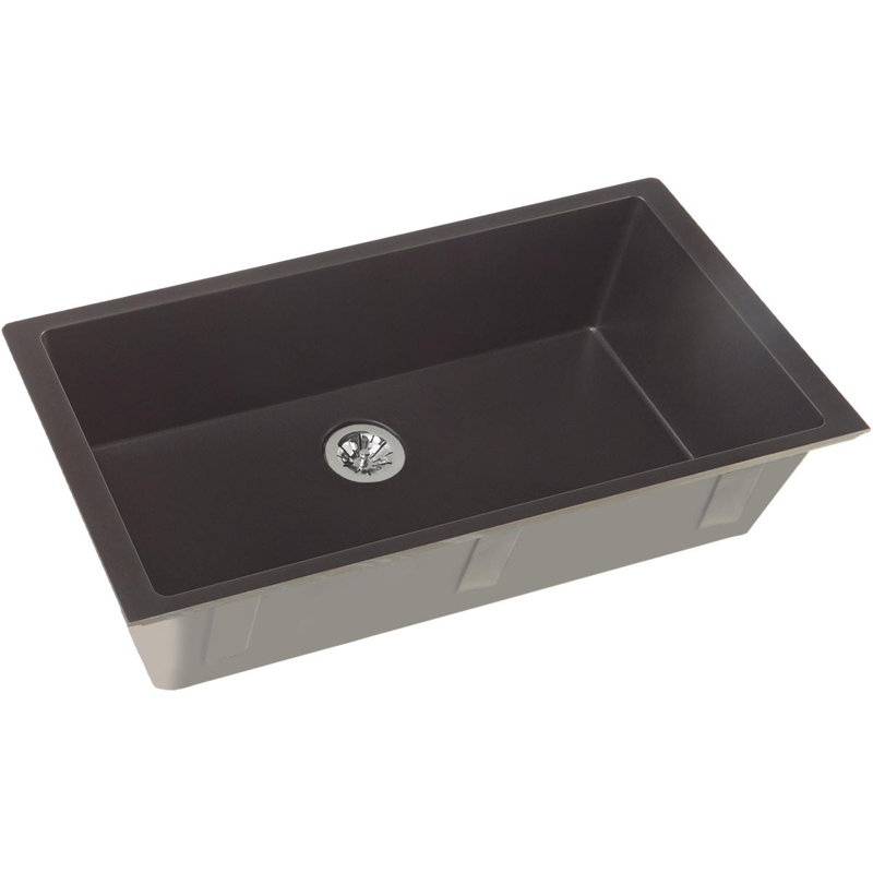 Quartz Luxe 36" L x 19" W Undermount Kitchen Sink with Perfect Drain, Caviar