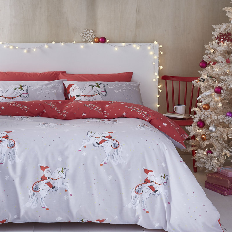 Christmas Unicorn Grey, Single - 1 Standard Pillowcase