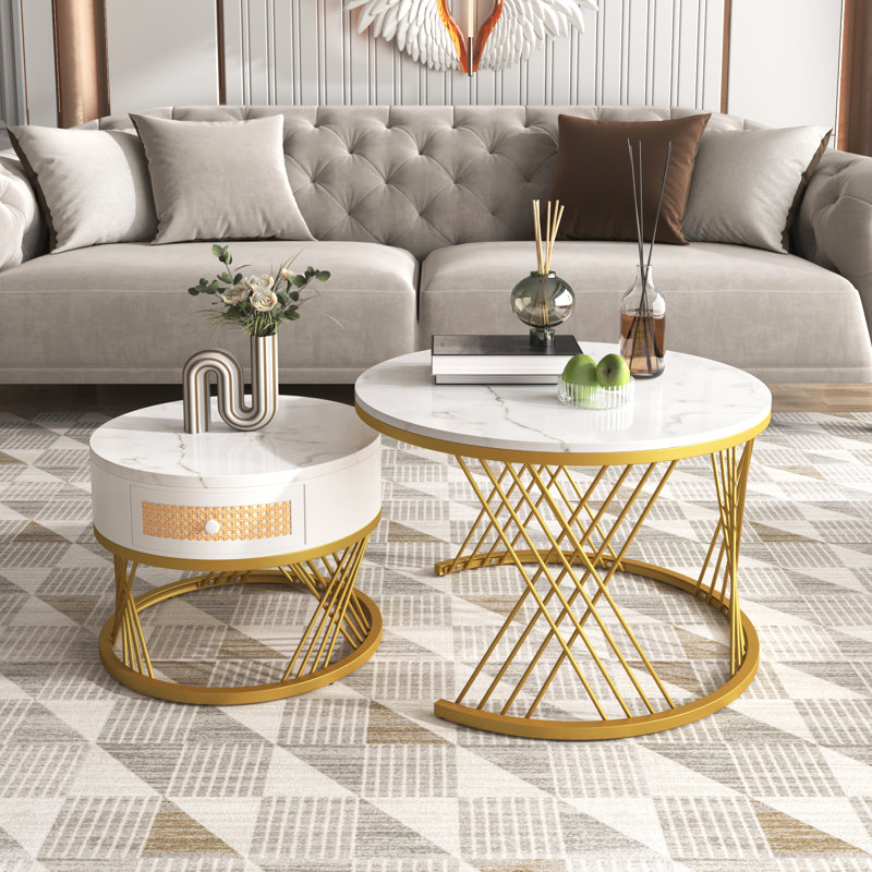 2 - Piece Living Room Table Set, White