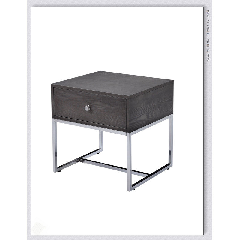 Table de bout en chêne gris et chrome Iban