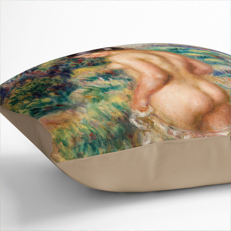 Standing Bather Square Throw Cushion, Stone, 40cm H x 40cm W x 15cm D