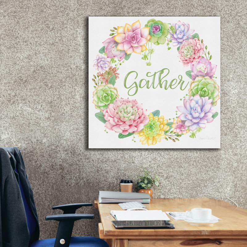 «Succulent Wreath A» par Jean Plout, art mural sur toile, H 37 po x l 37 po x P 1,5 po