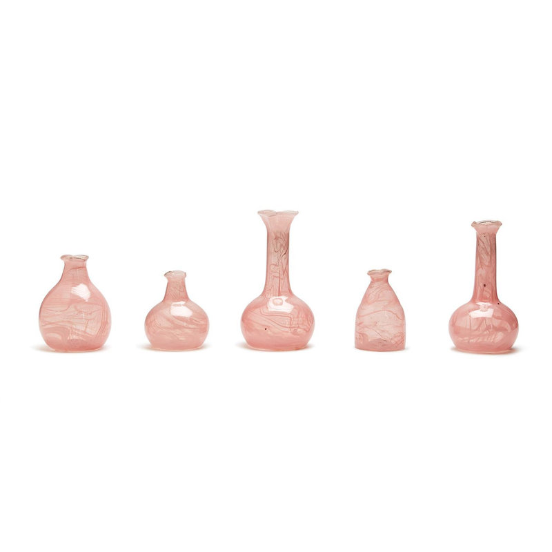 Ensemble de vases en verre recyclé rose et blanc 7,5 "