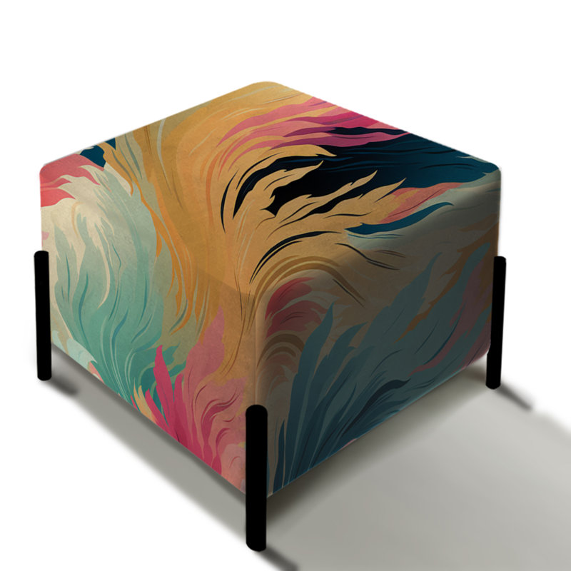«Colorful Boho Ikat Whirl Spirit», repose-pieds carré abstrait