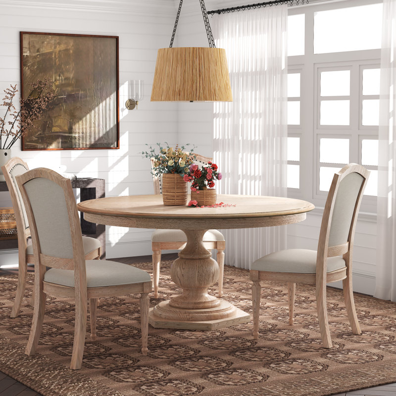 One Allium Way® 5 - Piece Pedestal Dining Se, Rustic Oak