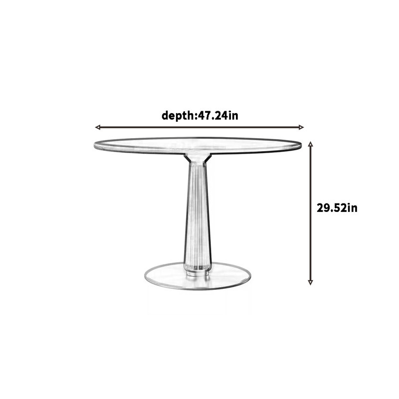 Table ronde française rétro, H 29,52 po x L 47,24 po x l 47,24 po