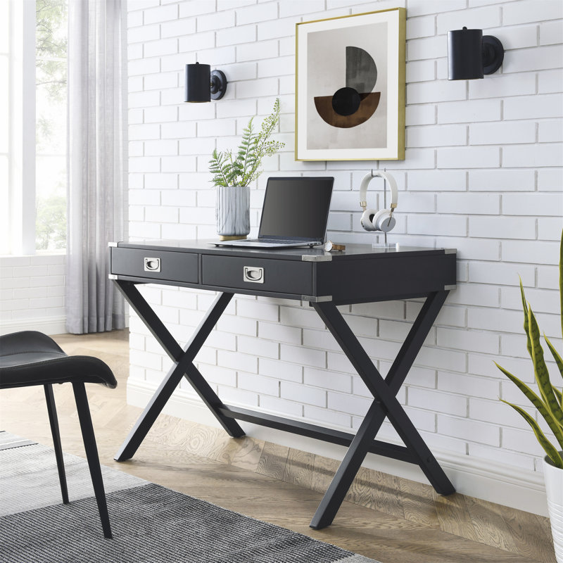 Bureau d'ordinateur avec rangement, bureau en bois massif avec tiroirs, table d'étude moderne, Noir