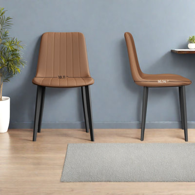 Chaises de salle à manger confortables, revêtement en cuir reconstitué brun, pieds en métal, ensemble de cuisine moderne