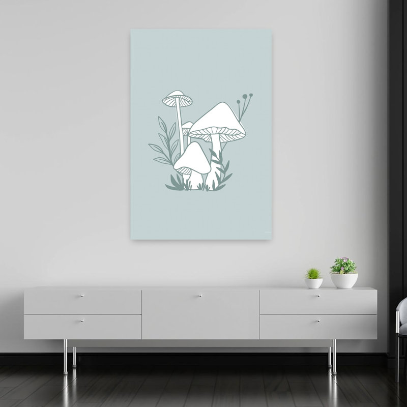 Champignons bleus, art contemporain, architecture naturelle, H 60 po x l 40 po