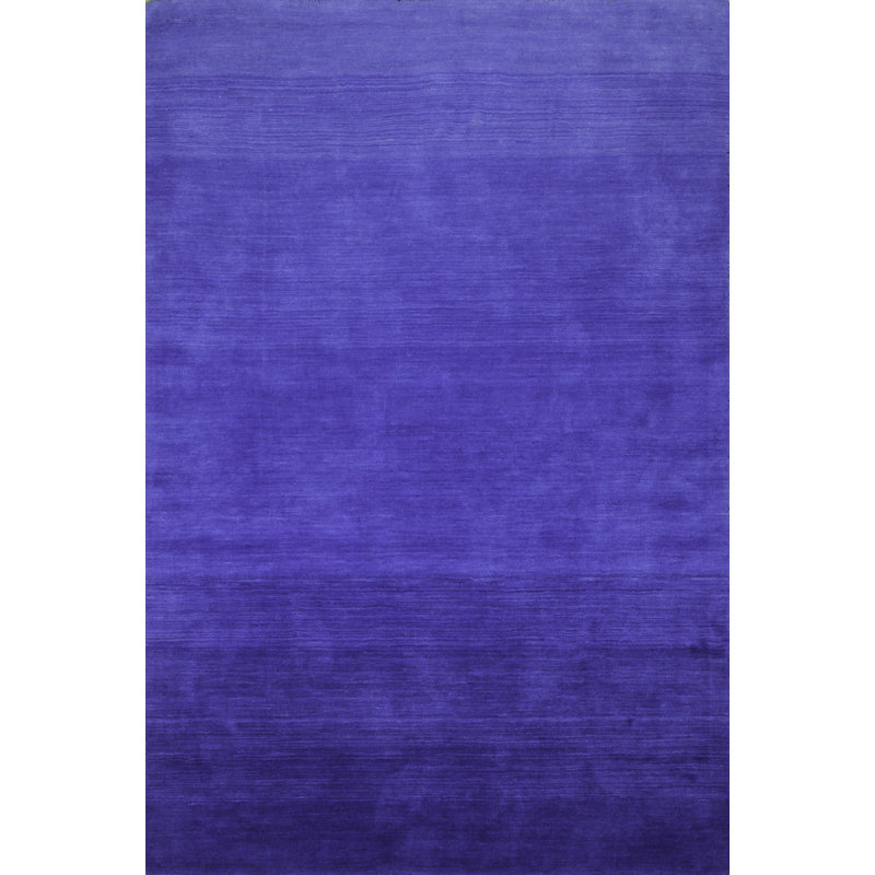 Handmade Reversible Blue Wool Rectangular 4' x 6' Area Rug