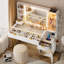 Meuble-lavabo cannelé 47 po avec miroir éclairé, coiffeuse avec table et plateau en verre