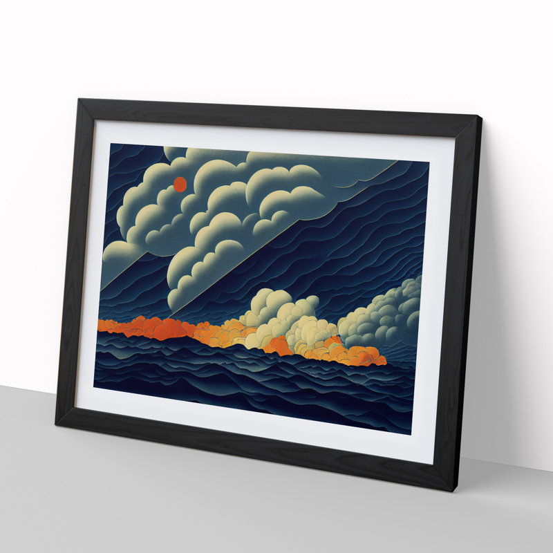 Astounding Thunderstorm Abstract - Single Picture Frame Print, 25cm H x 34cm W x 2cm D, Black Framed