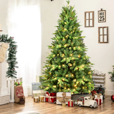 Arbre de Noël artificiel de 5 pi avec 250 couleurs blanc chaud, mélange de 850 pointes Pe +, branches articulées pour une installation sans effort, support à lumières en métal, apparence réaliste, mélange naturel et durable