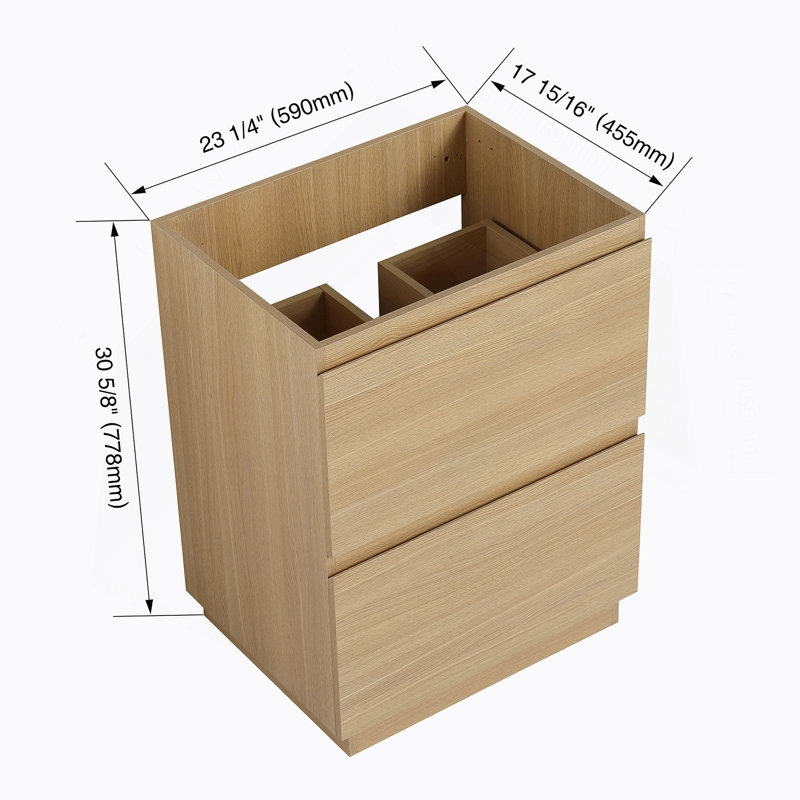 Meuble-lavabo 24 po sans lavabo supérieur, Chêne