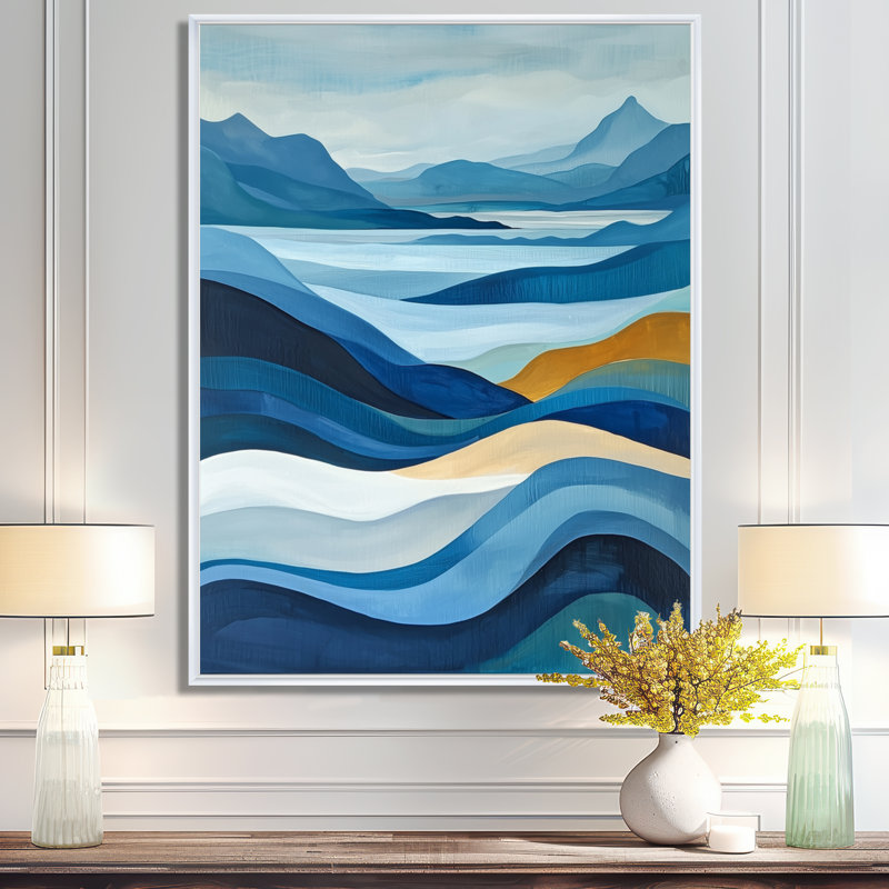 «Northard Blue Ethereal Coastal Horizon I», reproduction d'art sur toile encadrée, H 32 po x l 16 po, Blanc