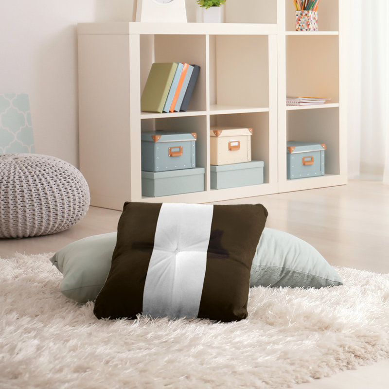 Coussin de plancher touffeté , 26 po x 26 po, Brun / Blanc