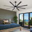 84" Black Ceiling Fan With Lights For Living Room, Remote Control And Quiet Reversible DC Motor