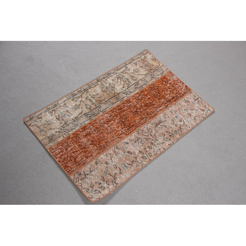 Tapis rétro vintage en patchwork de style anatolien de style vestibule avec une touche rustique et un style bohème unique en laine