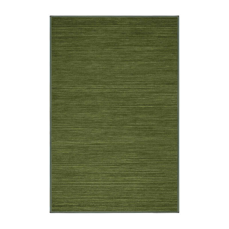 Machine Washable Solid Green Area Rug, Rectangle 4' x 6'