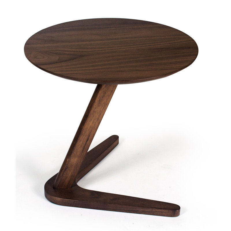Healey Solid Wood Round C-Table End Table, Walnut