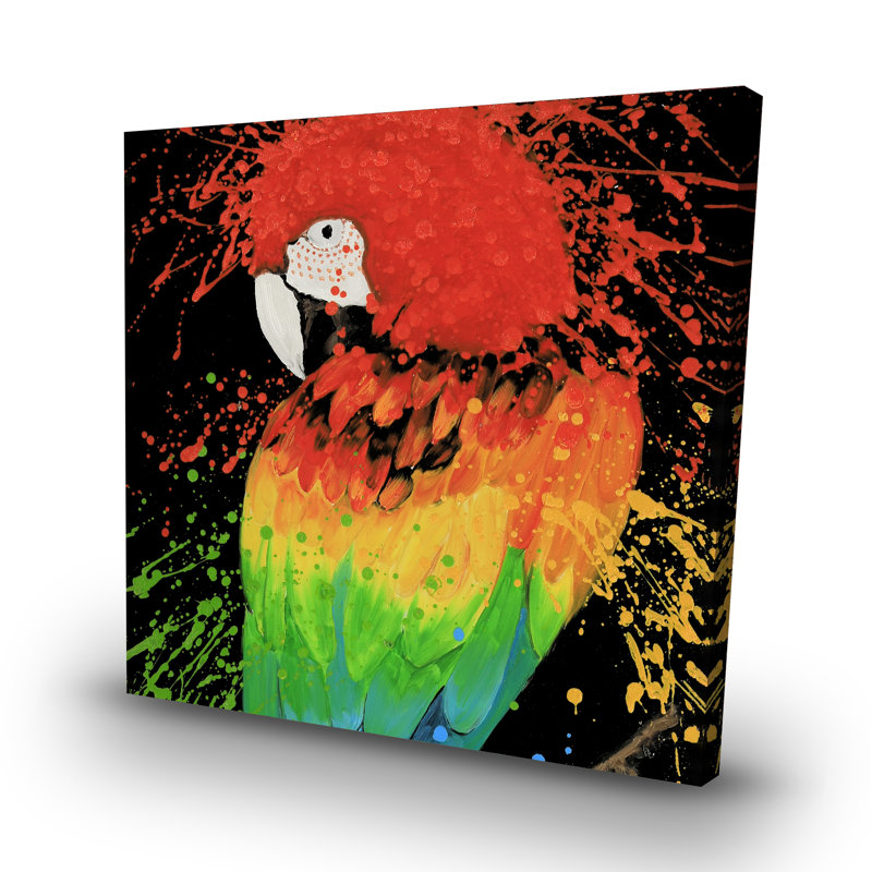 Rainbow parrot - 32"x32" art on canvas