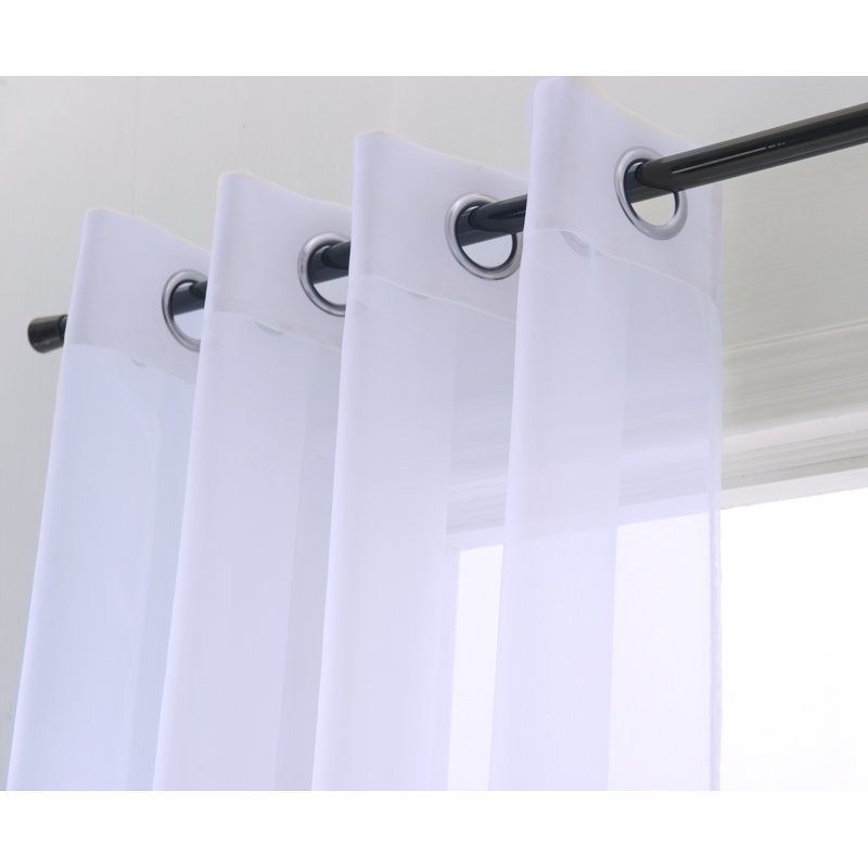 Batavia Voile Solid Sheer Grommet Window Curtain Panel, White, 54" W x 90" L