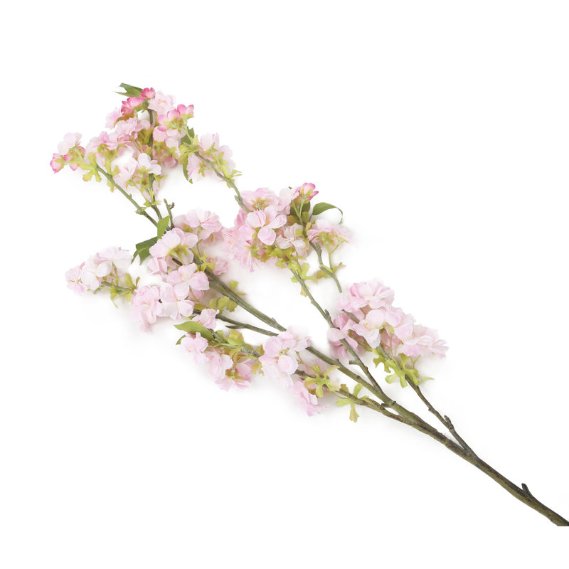 Silk Cherry Blossom Arrangement, White/Pink Tipped, 129cm H x 40cm W x 10cm D