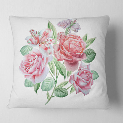 Housse et insert de coussin carré Spring Flowers Alstroemeria Rose