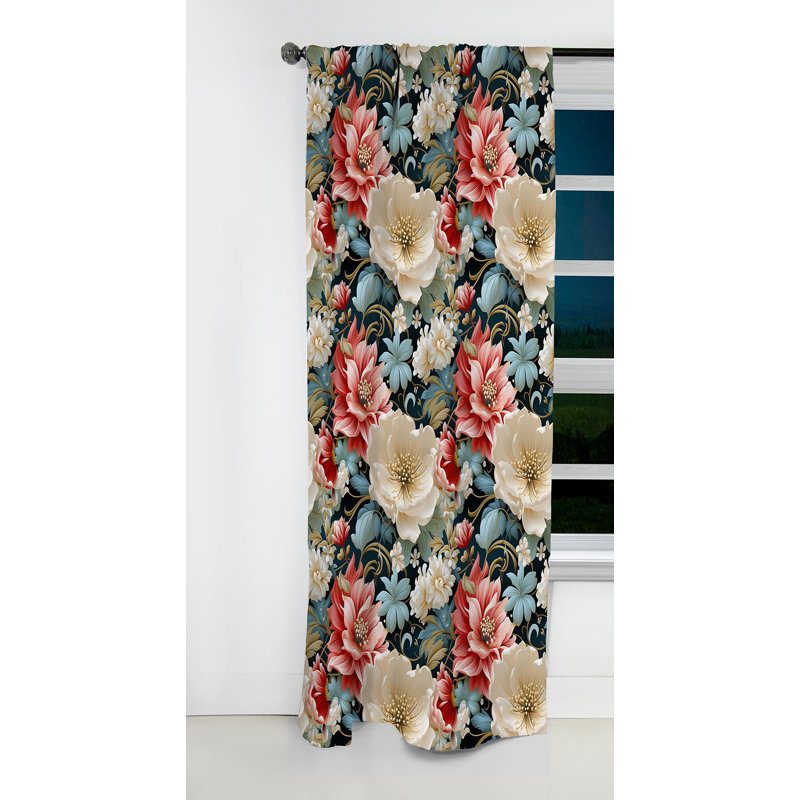 Pink And White Paisley Garden Dream II - Damask Curtain - Blackout Damask Curtain - 1 Panels, 52" W x 108" L