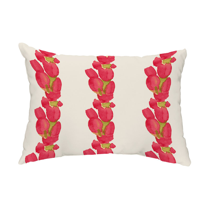 Coussin lombaire intérieur / extérieur Sunset Tulip, Rouge / beige
