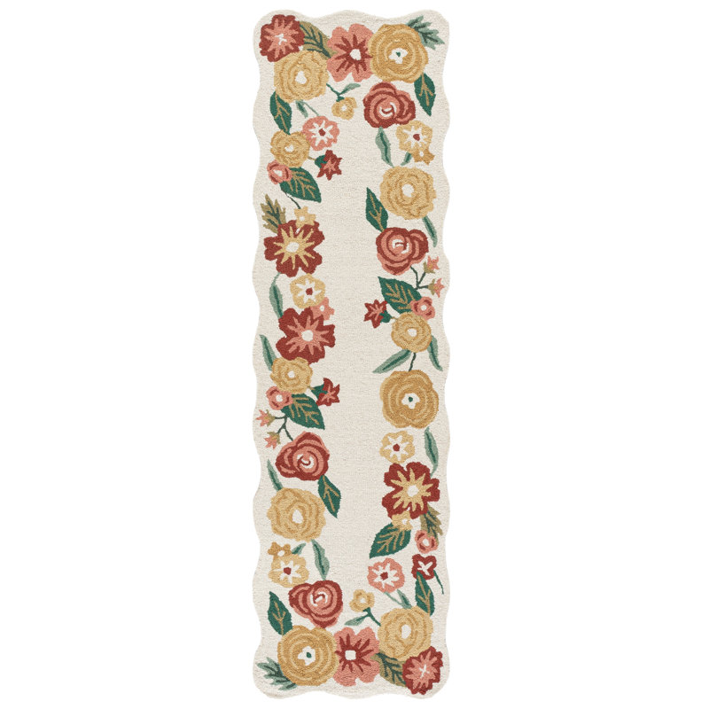 Tapis d'intérieur en laine touffeté à la main Jardin, Tapis de couloir 2 pi 3 po x 8 pi 0 po