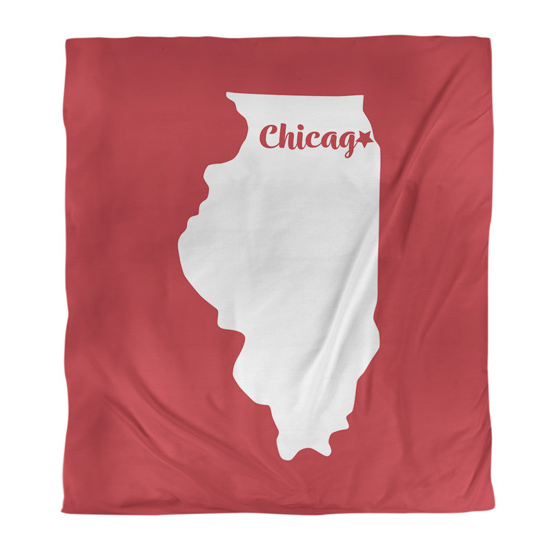 Housse de couette simple chicago Illinois, Housse de couette simple TG, Rouge, Polyester brossé