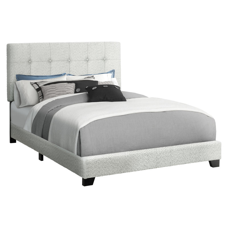 Bed, Full Size, Bedroom, Upholstered, Frame Only, Transitional, Light Grey, Full