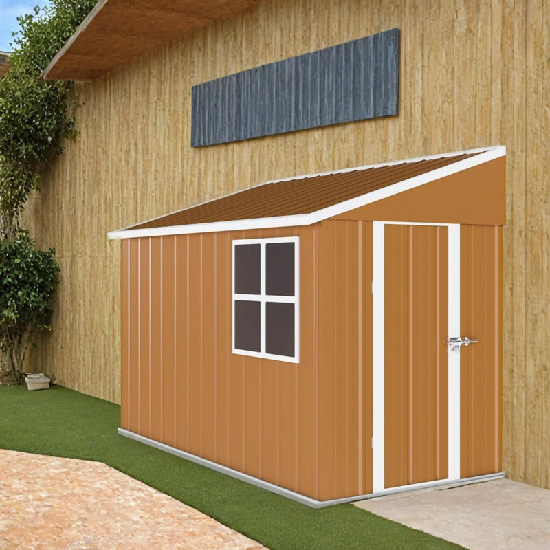 Remise de rangement en métal robuste de 8 pi x 4 pi avec portes doubles, fenêtres doubles et ventilation - Remises de jardin d'extérieur résistantes aux intempéries
